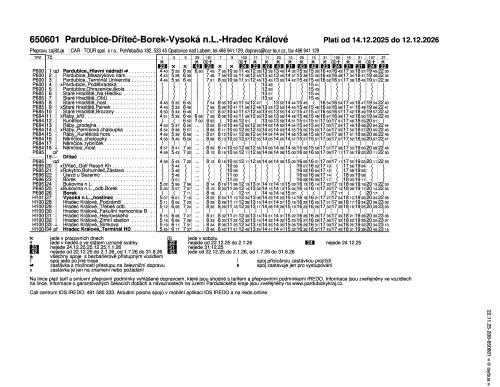 0650601 - Pardubice-Dříteč-Borek-Vysoká n.L.-Hradec Králové