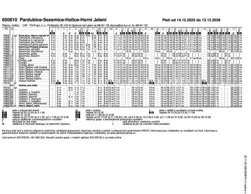 0650610 - Pardubice - Sezemice - Holice - Horní Jelení