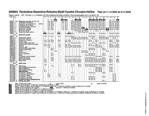 0650603 - Pardubice - Sezemice - Rokytno - Býšť - Vysoké Chvojno - Holice