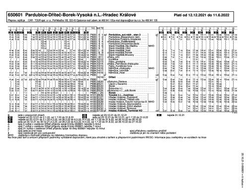 650601 - Pardubice - Dříteč - Borek - Vysoká n.L. - Hradec Králové